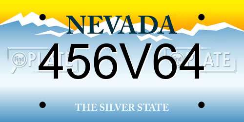 456V64 Nevada License Plate