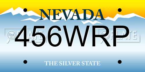 456WRP Nevada License Plate