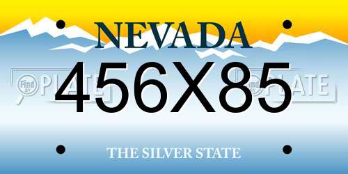 456X85 Nevada License Plate