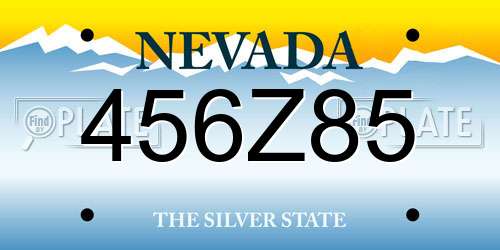 456Z85 Nevada License Plate