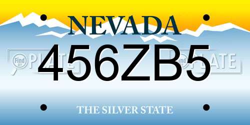 456ZB5 Nevada License Plate