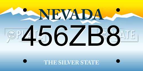 456ZB8 Nevada License Plate