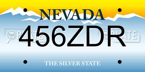 456ZDR Nevada License Plate