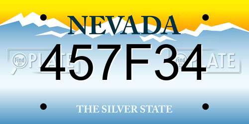 457F34 Nevada License Plate
