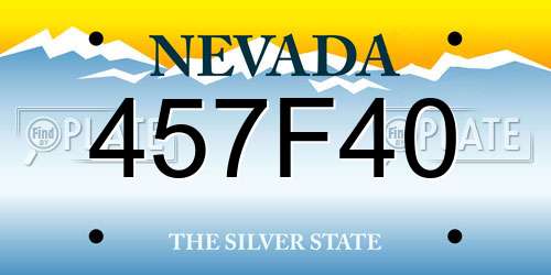 457F40 Nevada License Plate