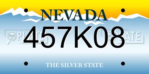 457K08 Nevada License Plate