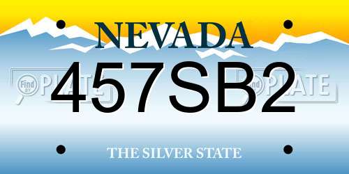 457SB2 Nevada License Plate