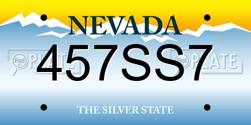 457SS7 Nevada License Plate