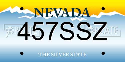 457SSZ Nevada License Plate