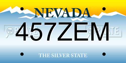 457ZEM Nevada License Plate