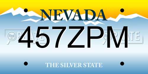 457ZPM Nevada License Plate