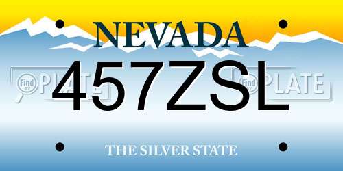 457ZSL Nevada License Plate