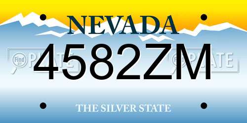 4582ZM Nevada License Plate