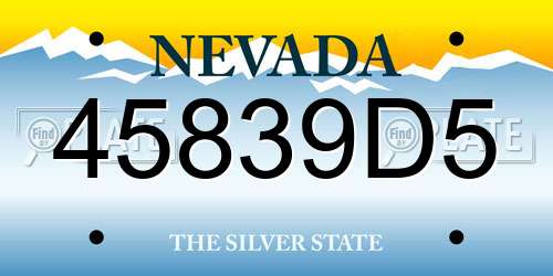 45839D5 Nevada License Plate