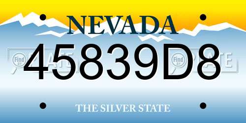 45839D8 Nevada License Plate