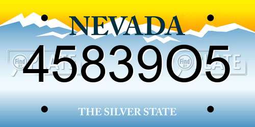 45839O5 Nevada License Plate