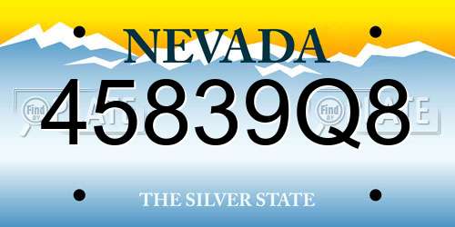 45839Q8 Nevada License Plate