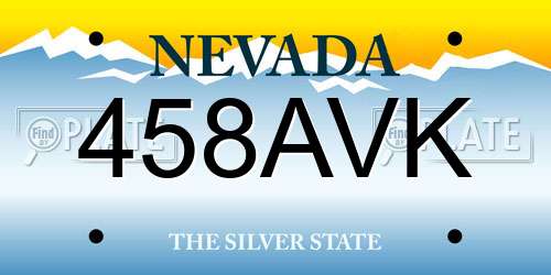 458AVK Nevada License Plate