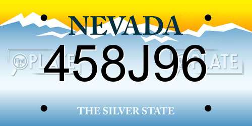 458J96 Nevada License Plate
