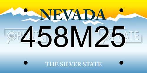 458M25 Nevada License Plate