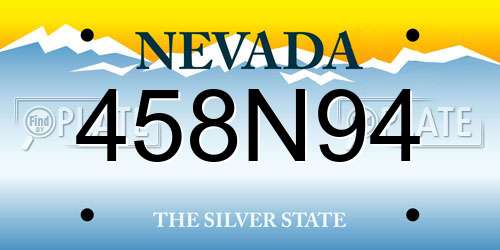 458N94 Nevada License Plate
