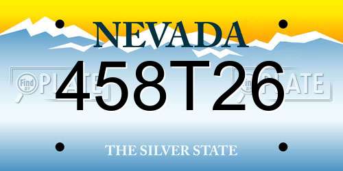 458T26 Nevada License Plate