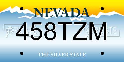 458TZM Nevada License Plate