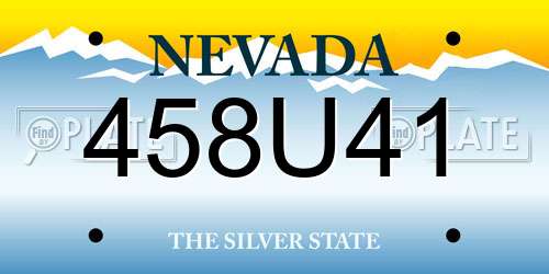 458U41 Nevada License Plate