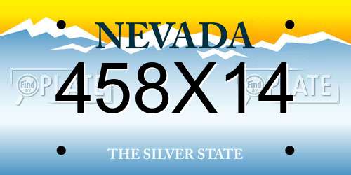 458X14 Nevada License Plate
