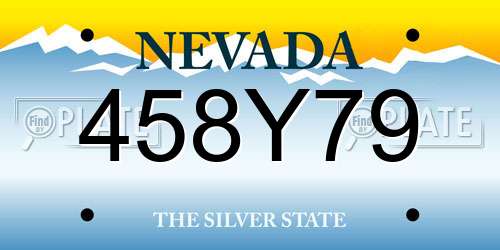458Y79 Nevada License Plate