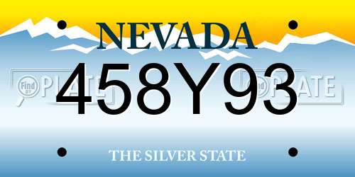 458Y93 Nevada License Plate