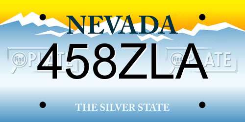 458ZLA Nevada License Plate