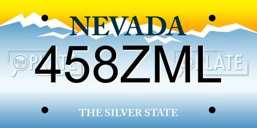 458ZML Nevada License Plate