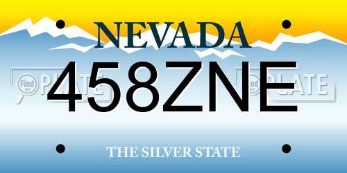 458ZNE Nevada License Plate
