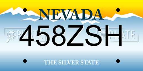 458ZSH Nevada License Plate