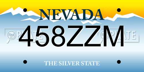 458ZZM Nevada License Plate