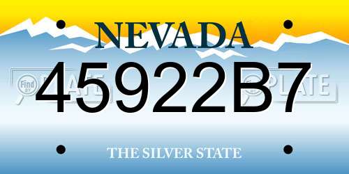 45922B7 Nevada License Plate