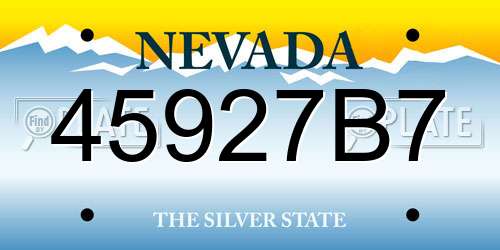 45927B7 Nevada License Plate