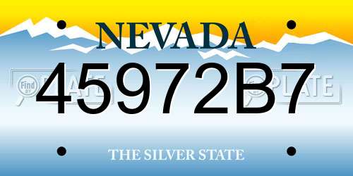 45972B7 Nevada License Plate