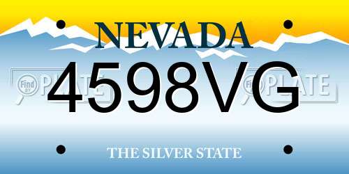 4598VG Nevada License Plate