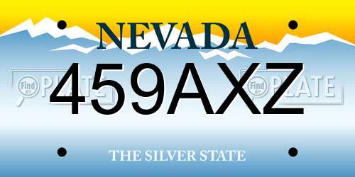 459AXZ Nevada License Plate