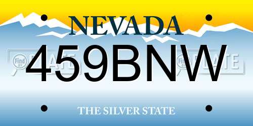 459BNW Nevada License Plate