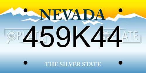 459K44 Nevada License Plate
