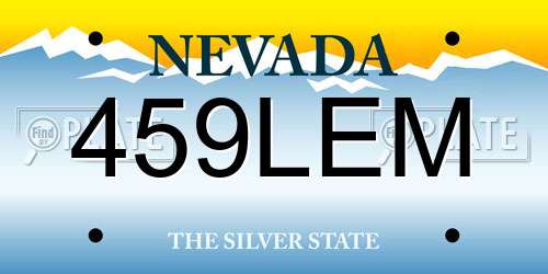 459LEM Nevada License Plate