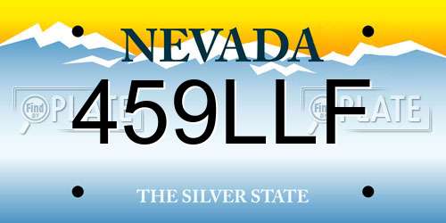 459LLF Nevada License Plate