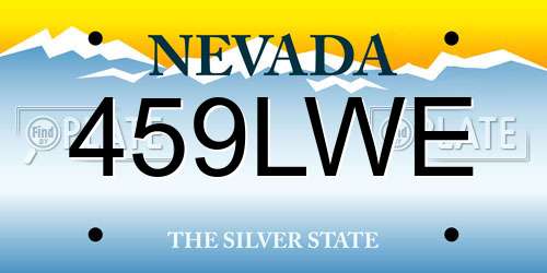 459LWE Nevada License Plate