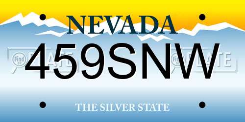 459SNW Nevada License Plate