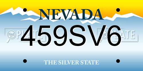 459SV6 Nevada License Plate