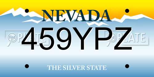 459YPZ Nevada License Plate