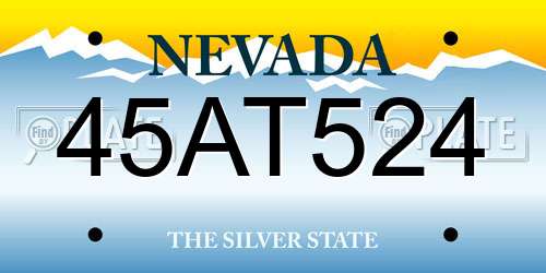 45AT524 Nevada License Plate